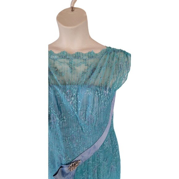 Samy Gicherman Couture Blue Lace MOB Cocktail Dress XL - Picture 5 of 6